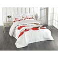 thumbnail image 1 of Ambesonne Christmas Quilted Coverlet 2 Pcs, Funny Santa Reindeer, Twin Size, Vermilion Caramel White, 1 of 1