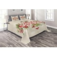 thumbnail image 1 of Ambesonne Christmas Quilted Coverlet 3 Pcs, Floral Merry Xmas, King Size, Green Red Tan, 1 of 2