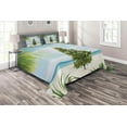 thumbnail image 1 of Ambesonne Christmas Quilted Coverlet 3 Pcs, Holiday Party Tree, Queen Size, Green Blue Cream, 1 of 2