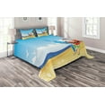 thumbnail image 1 of Ambesonne Christmas Quilted Coverlet 3 Pcs, Santa on Beach Surf, King Size, Blue Yellow, 1 of 2