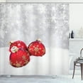 thumbnail image 1 of Ambesonne Christmas Shower Curtain, Baubles on Snowflake, 69"Wx70"L, Red White, 1 of 5
