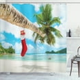 thumbnail image 1 of Ambesonne Christmas Shower Curtain, Beach Xmas Stockings, 69"Wx70"L, Multicolor, 1 of 5