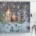 thumbnail image 1 of Ambesonne Christmas Shower Curtain, Candles with Snowman Art, 69"Wx70"L, White Brown, 1 of 1