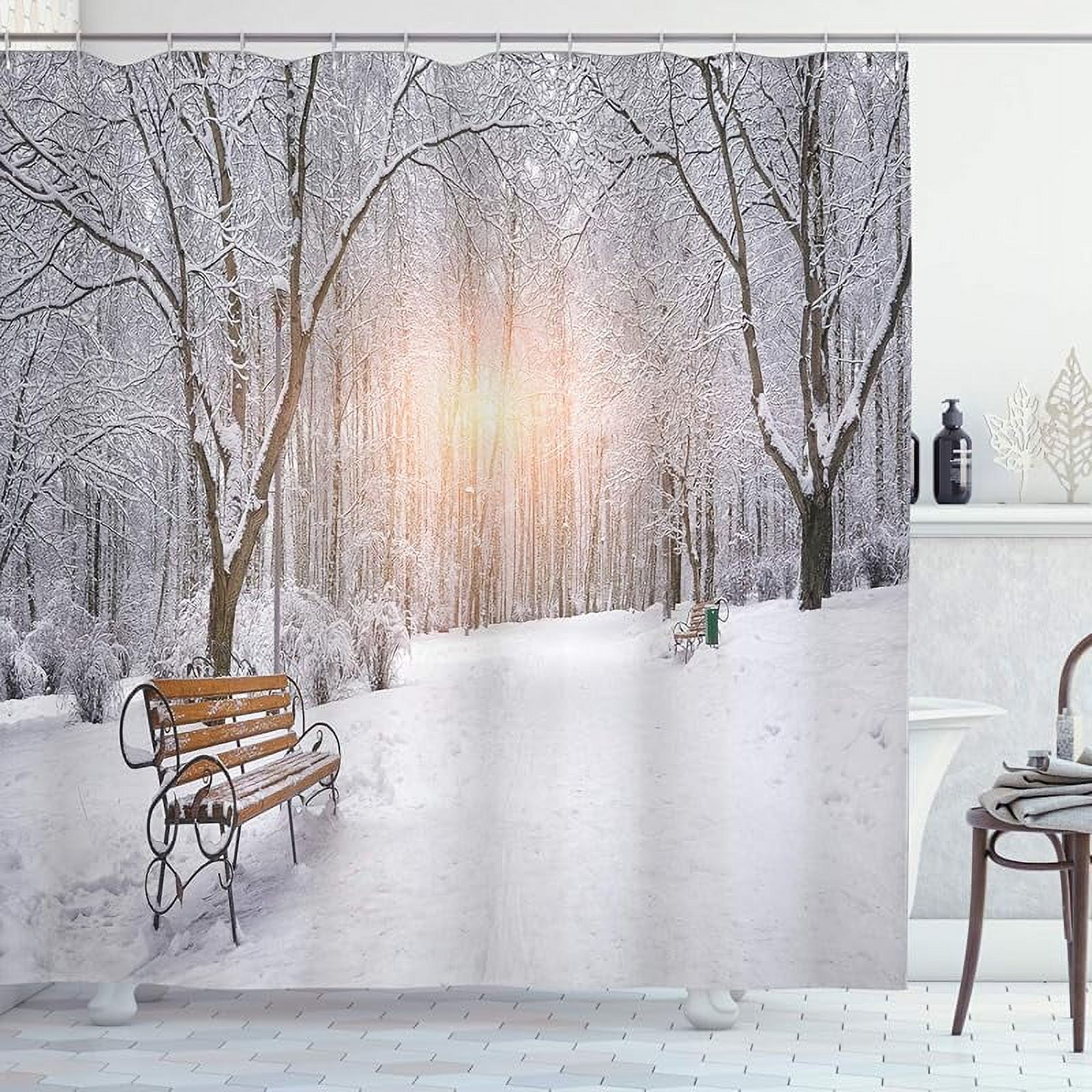 Ambesonne Christmas Shower Curtain, Classical Christmas Ornaments and