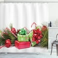 thumbnail image 1 of Ambesonne Christmas Shower Curtain, Closeup Noel Ornaments, 69"Wx75"L, Fern Green and Ruby, 1 of 3