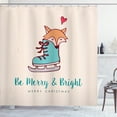 thumbnail image 1 of Ambesonne Christmas Shower Curtain, Fox in Ice Skate Boot, 69"Wx75"L, Beige Seafoam and Amber, 1 of 5