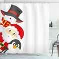 thumbnail image 1 of Ambesonne Christmas Shower Curtain, Happy Santa Penguin, 69"Wx70"L, Charcoal Grey Red White, 1 of 3