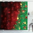 thumbnail image 1 of Ambesonne Christmas Shower Curtain, Jingle Bells Trees, 69"Wx84"L, Burgundy and Green, 1 of 4