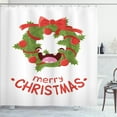 thumbnail image 1 of Ambesonne Christmas Shower Curtain, Laughing Wreath Ornaments, 69"Wx84"L, Olive Green and Dark Coral, 1 of 5
