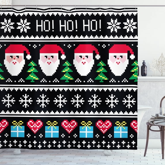 Ambesonne Christmas Shower Curtain, Nordic Retro Borders, 69"Wx70"L, Multicolor