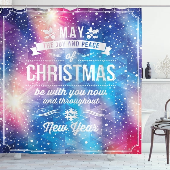 Ambesonne Christmas Shower Curtain, Polygonal Abstract, 69"Wx84"L, Multicolor