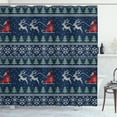 thumbnail image 1 of Ambesonne Christmas Shower Curtain, Santa and Reindeer Nordic, 69"Wx84"L, Dark Blue Vermilion and Green, 1 of 4
