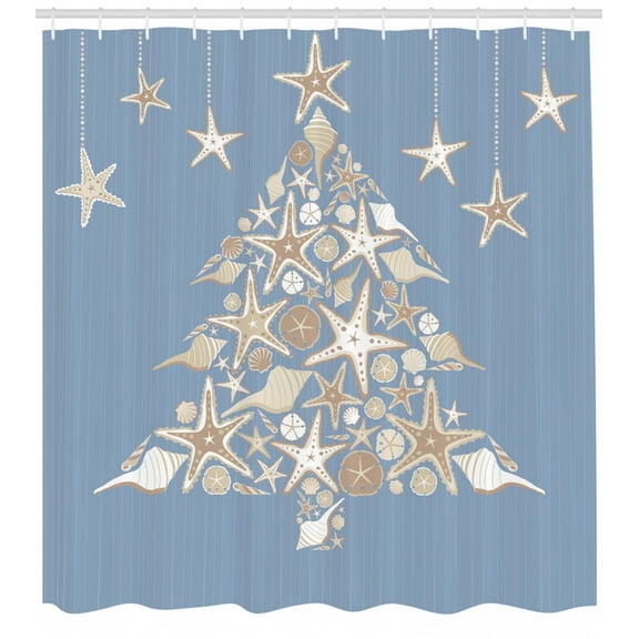 Ambesonne Christmas Shower Curtain, Sea Life Theme Marine, 69"Wx75"L, Beige Cream