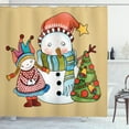 thumbnail image 1 of Ambesonne Christmas Shower Curtain, Snowman Tree, 69"Wx75"L, Multicolor, 1 of 3