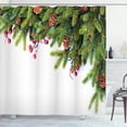 thumbnail image 1 of Ambesonne Christmas Shower Curtain, Tree Branches Cones, 69"Wx75"L, Green Brown, 1 of 4