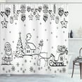 thumbnail image 1 of Ambesonne Christmas Shower Curtain, Tree Reindeer Santa, 69"Wx75"L, Black and White, 1 of 5