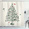 thumbnail image 1 of Ambesonne Christmas Shower Curtain, Tree and Fairies, 69"Wx75"L, Red and Green, 1 of 5