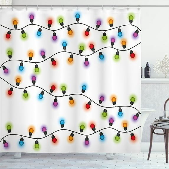 Ambesonne Christmas Shower Curtain, Vibrant Celebratory, 69"Wx70"L, Multicolor