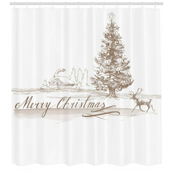 Ambesonne Christmas Shower Curtain, Vintage Classic Xmas, 69"Wx84"L, Brown