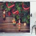 thumbnail image 1 of Ambesonne Christmas Shower Curtain, Vintage Wood, 69"Wx70"L, Green and Brown, 1 of 5