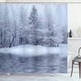 thumbnail image 1 of Ambesonne Christmas Shower Curtain, Winter Blizzard Forest, 69"Wx70"L, White, 1 of 4