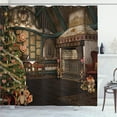 thumbnail image 1 of Ambesonne Christmas Shower Curtain, Winter Celebration, 69"Wx84"L, Taupe Brown, 1 of 4