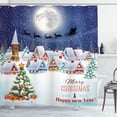 thumbnail image 1 of Ambesonne Christmas Shower Curtain, Winter Sky Moon Star, 69"Wx84"L, Navy White, 1 of 5