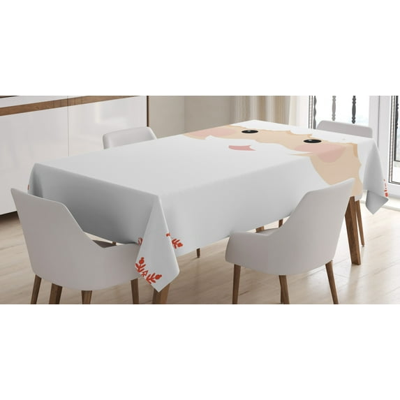 Ambesonne Christmas Tablecloth Rectangular Table Cover, Cartoon Face Santa, 52"x70", Multicolor