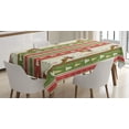 thumbnail image 1 of Ambesonne Christmas Tablecloth Rectangular Table Cover, Deer Pines Borders, 60"x84", Green Dark Coral White, 1 of 4