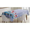 thumbnail image 1 of Ambesonne Christmas Tablecloth Rectangular Table Cover, Fun Birds Santa Hats, 52"x70", Blue Red, 1 of 4