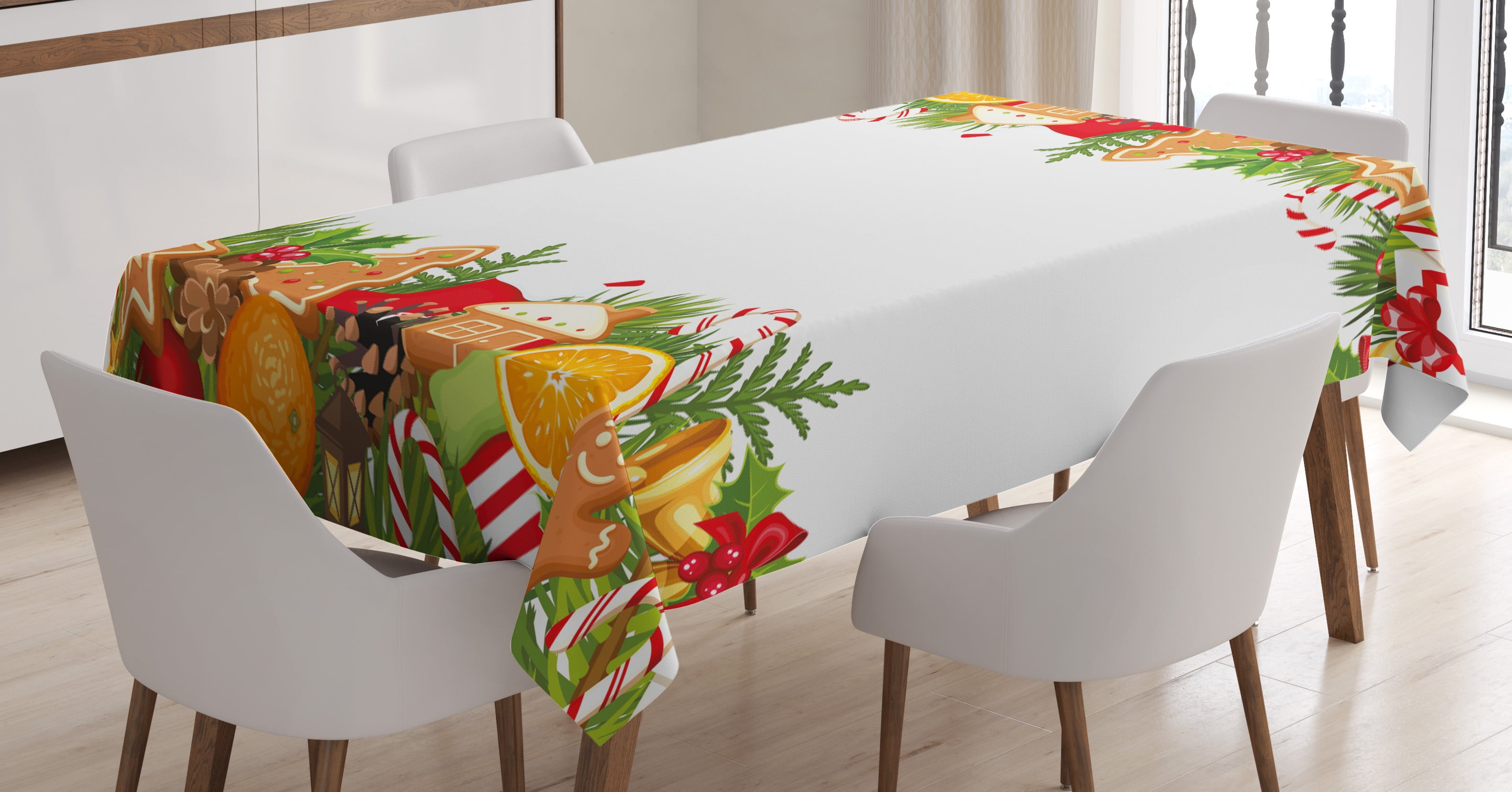 Ambesonne Christmas Tablecloth Rectangular Table Cover, Gingerbread ...