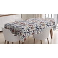 thumbnail image 1 of Ambesonne Christmas Tablecloth Rectangular Table Cover, Grunge Penguins Boxes, 60"x90", Navy Blue White Umber, 1 of 4