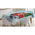 thumbnail image 1 of Ambesonne Christmas Tablecloth Rectangular Table Cover, Red Truck Xmas Tree, 60"x84", Blue Red, 1 of 3