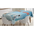 thumbnail image 1 of Ambesonne Christmas Tablecloth Rectangular Table Cover, Santa Plane Snowman, 60"x90", Blue Orange, 1 of 4