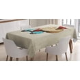 thumbnail image 1 of Ambesonne Christmas Tablecloth Rectangular Table Cover, Santa on Motorcycle, 60"x84", Red Tan Pale Blue, 1 of 4