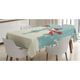 thumbnail image 1 of Ambesonne Christmas Tablecloth Rectangular Table Cover, Snowman Woman Love, 52"x70", Seafoam Red Cream, 1 of 4