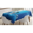 thumbnail image 1 of Ambesonne Christmas Tablecloth Rectangular Table Cover, Snowy Land Pines Moon, 52"x70", Blue Eggshell White, 1 of 4