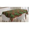 thumbnail image 1 of Ambesonne Christmas Tablecloth Rectangular Table Cover, Tree Pines Swirl Dot, 60"x90", Dark Coral Dark Green, 1 of 4