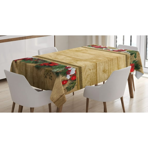 Ambesonne Christmas Tablecloth Rectangular Table Cover, Vintage Noel Greeting, 60"x90", Multicolor