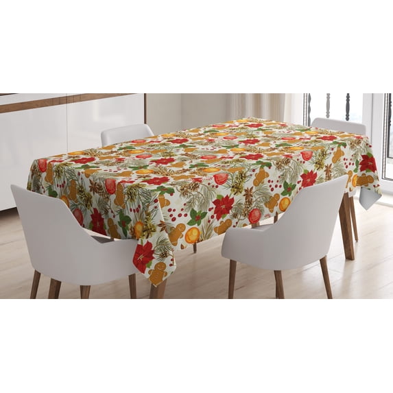 Ambesonne Christmas Tablecloth Rectangular Table Cover, Vivid Colorful Xmas, 60"x84", Multicolor