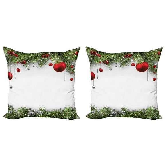 Ambesonne Christmas Throw Pillow Cover 2 Pack, Baulbes Noel Tree, 24", Multicolor