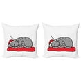 thumbnail image 1 of Ambesonne Christmas Throw Pillow Cover 2 Pack, Cat with Santa Hat, 24", White Red Grey, 1 of 2