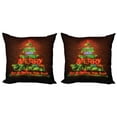 thumbnail image 1 of Ambesonne Christmas Throw Pillow Cover 2 Pack, Happy New Year Neon, 24", Burgundy Green, 1 of 2