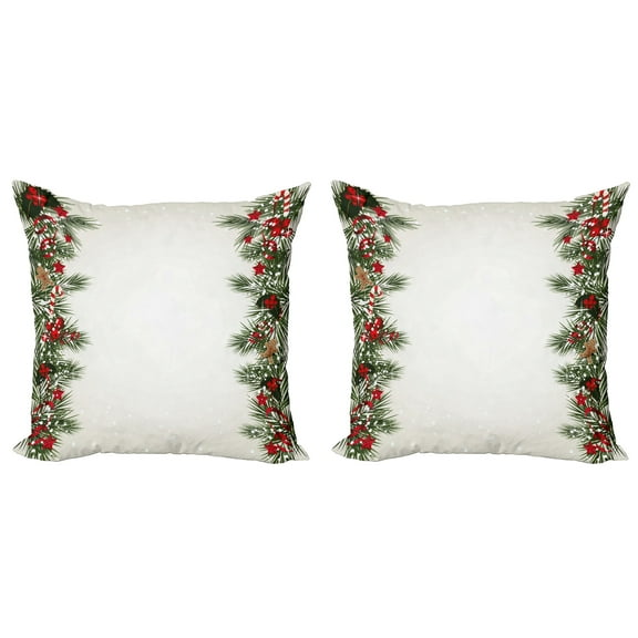 Ambesonne Christmas Throw Pillow Cover 2 Pack, New Year's Eve Magic, 18", Multicolor