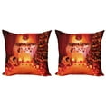 thumbnail image 1 of Ambesonne Christmas Throw Pillow Cover 2 Pack, Noel New Years Theme, 16", Orange, 1 of 2