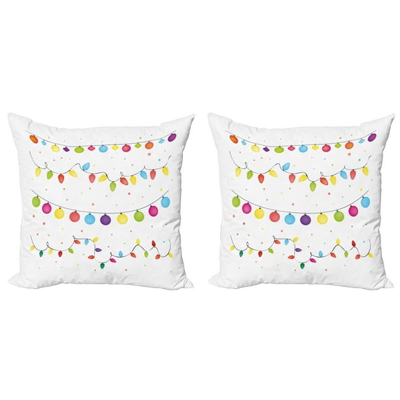 Ambesonne Christmas Throw Pillow Cover 2 Pack, Party of the Year, 24", Multicolor