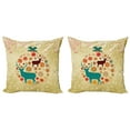 thumbnail image 1 of Ambesonne Christmas Throw Pillow Cover 2 Pack, Reindeer in Winter, 20", Beige, 1 of 2