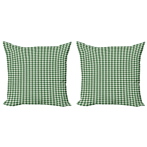 Ambesonne Christmas Throw Pillow Cover 2 Pack, Retro Argyle, 16", Green White