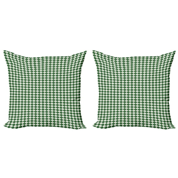 Ambesonne Christmas Throw Pillow Cover 2 Pack, Retro Argyle, 20", Green White