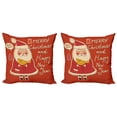 thumbnail image 1 of Ambesonne Christmas Throw Pillow Cover 2 Pack, Santa and Yellow Bird, 18", Ivory Orange, 1 of 2